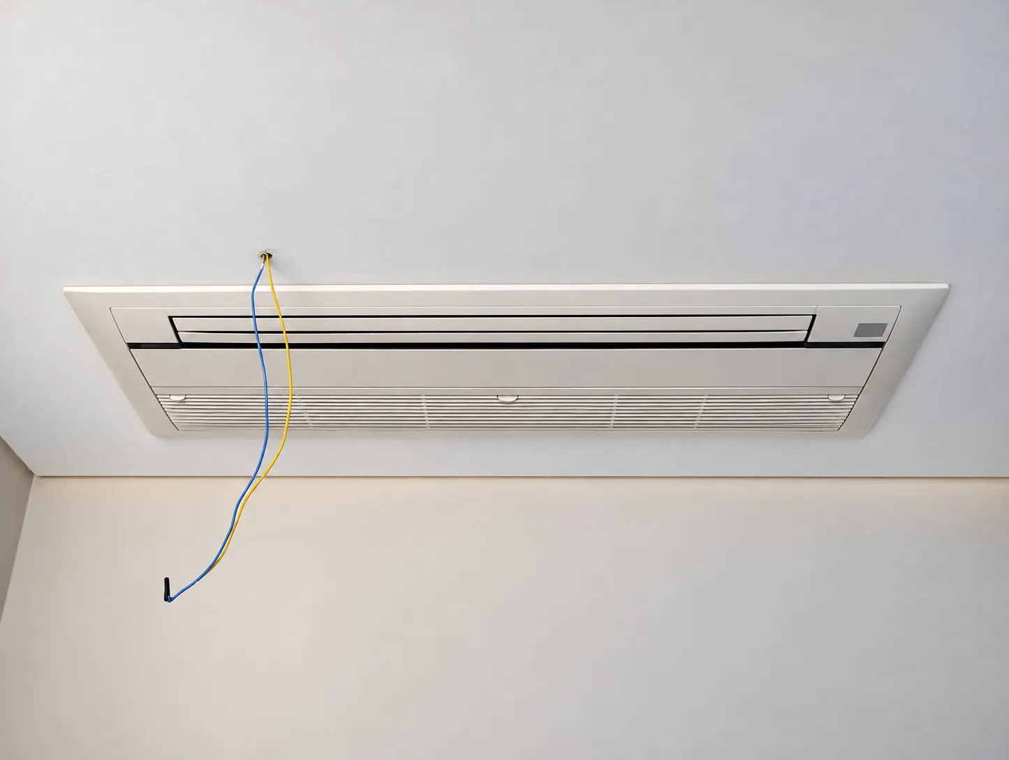 Cassete de uma via instalado no teto de gesso